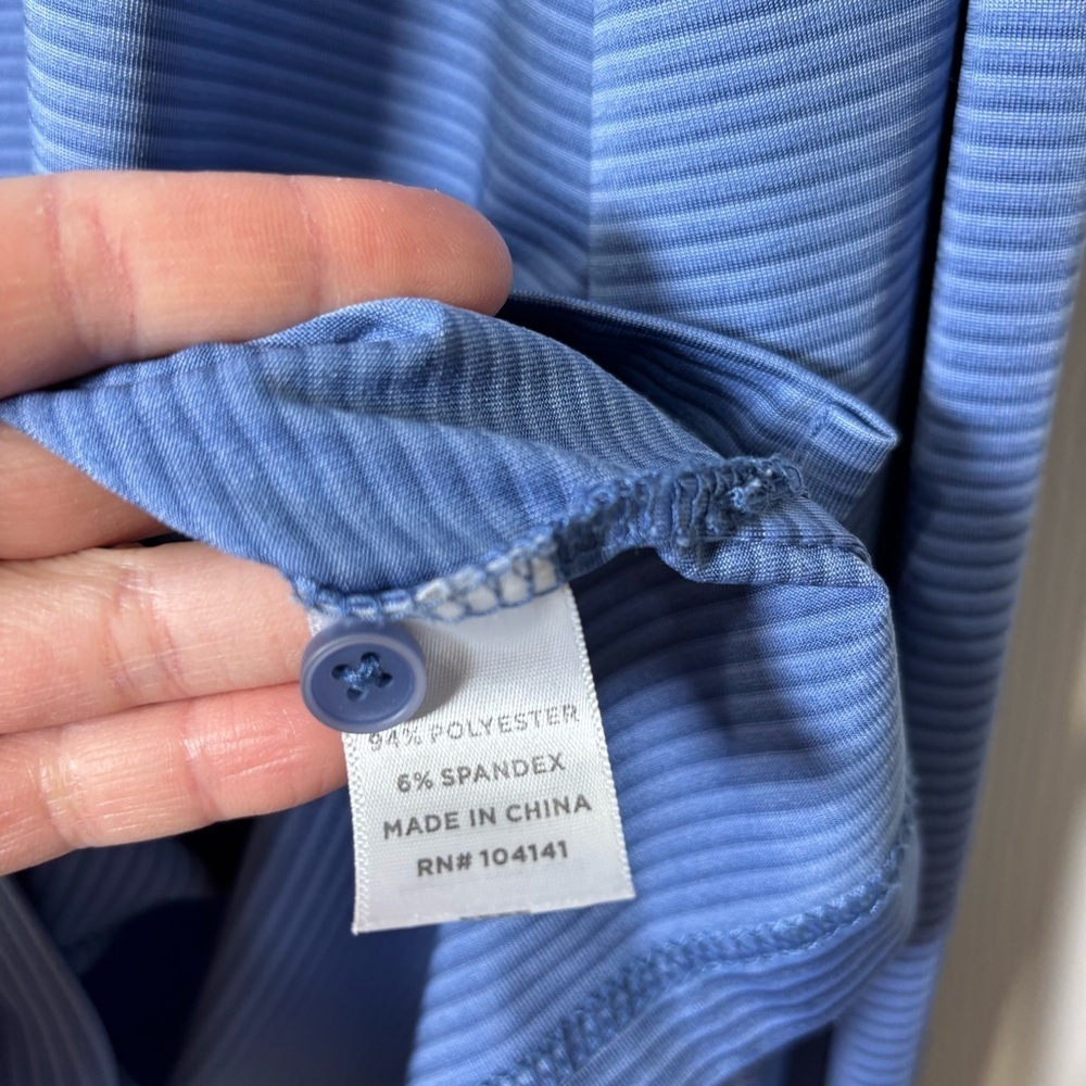 Walter Hagen Golf Polo Men’s XL Blue Stripe 11 Majors Long Sleeve Performance - Picture 6 of 7